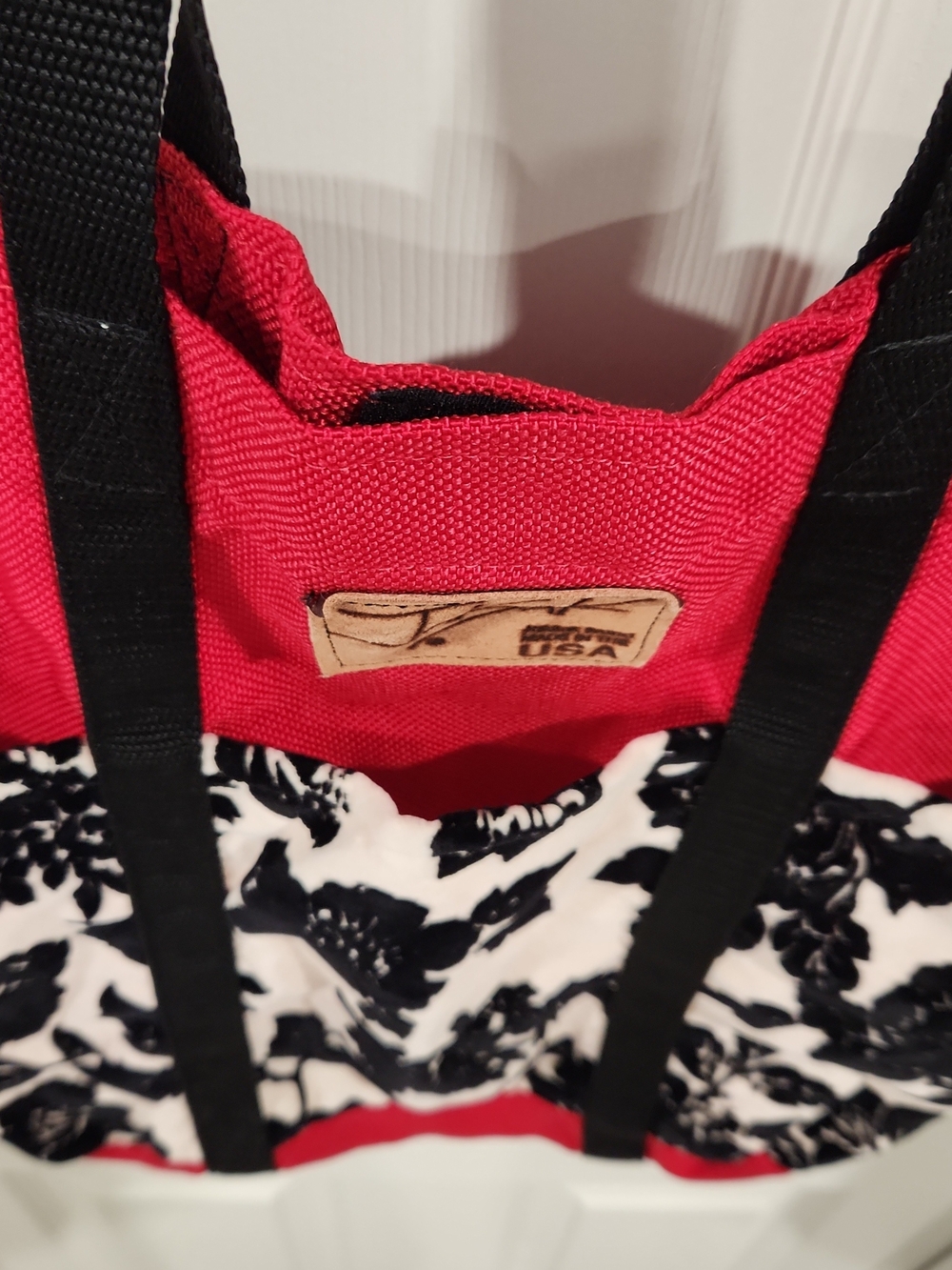 JakSak Canvas Tote Bag Floral Rose Red Made In USA Sustainable Shoulder Bag EUC - Picture 2 of 7